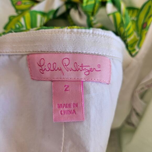 Lilly Pulitzer Franco Hip Hop Hooray Dress Size 2 Strapless Green Lilly Pads - Picture 5 of 8